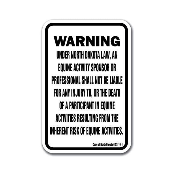 Safety Sign, 18 in Height, Aluminum, 12 in Length, Equine - North Dakota
